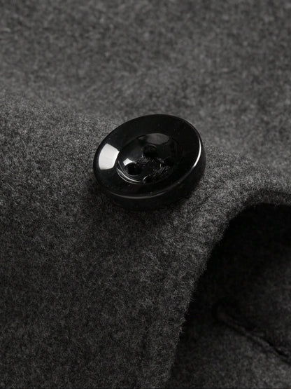 Men's Woolen Overcoat Long Sleeve Solid Casual Jacket with Pockets, Comfortable Daily Wear, Business & Sports Fashion