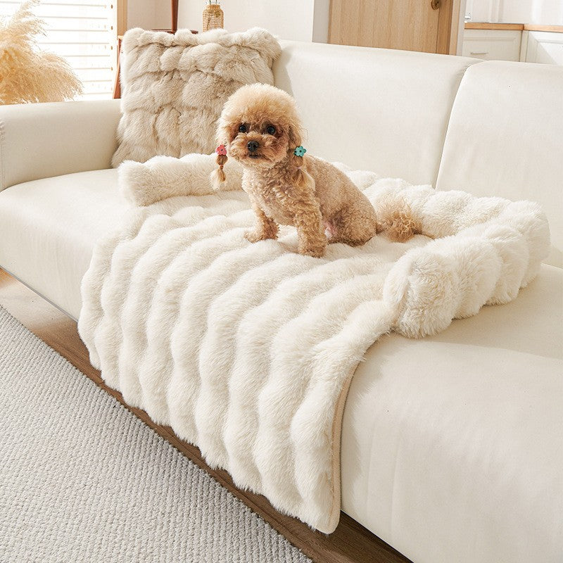 Inverno Quente Cama de Cachorro Sofá Capa Cobertor Super Macio Almofada Tapete para Cães Pequenos Travesseiro de Pescoço de Pelúcia Ninho de Gato Cama Para Perros
