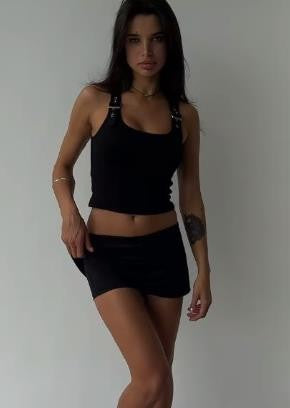 Women's Mini Skorts Casual Stylish Simple Solid Low Rise Short Skirt for All Seasons