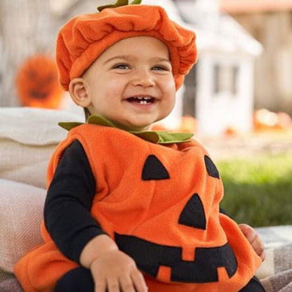 Halloween Pumpkin Costume Kids Children Hat Cosplay for Baby Girls Boys Stage Performance Holiday Party Clothing Suit Gifts