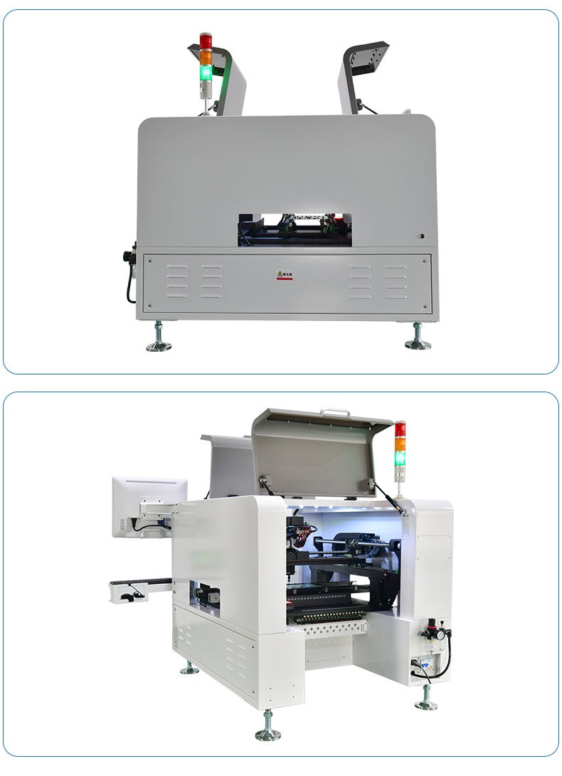 Máquina SMD para Fabricação de Circuitos Integrados SMT550 Máquina de Colocação e Seleção de Componentes Eletrônicos com 4 cabeças e 50 alimentadores