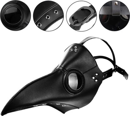 Man Halloween Plague Doctor Mask and Shawl Long Nose Beak Leather Masks For Adult Reaper Cloak Black Hat Cosplay Costume Props