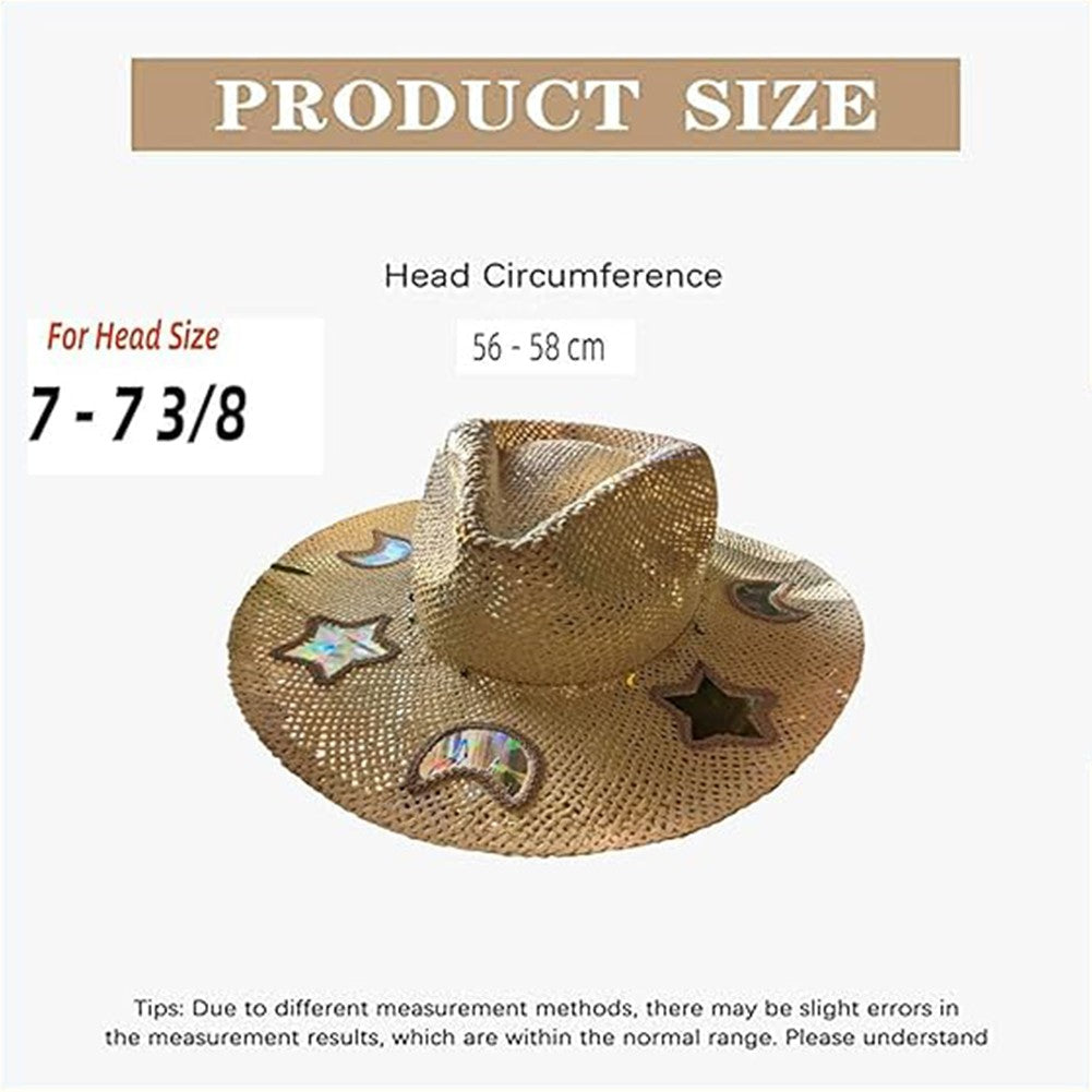 Straw Beach Sun Hat for Women Shapeable Cowgirl Hat Vintage Summer Woven Sun Hat for Music Festival Party Beach