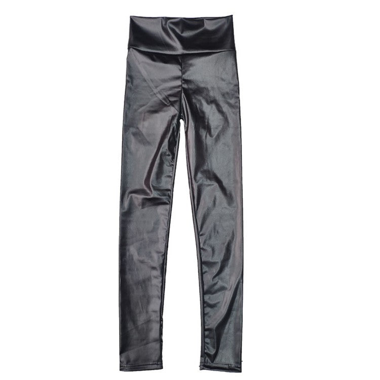 Women Spring Autumn Leggings Pants High Waist Faux Leather Leggings Female Elastic Slim Skinny Sexy Leather Pants Trousers