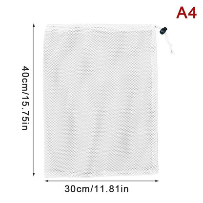 Black White Durable Mesh Drawstring Bag Storage Pouch Multi Purpose Home Travel Outdoor Activity Laundry Bag Stuff Sack