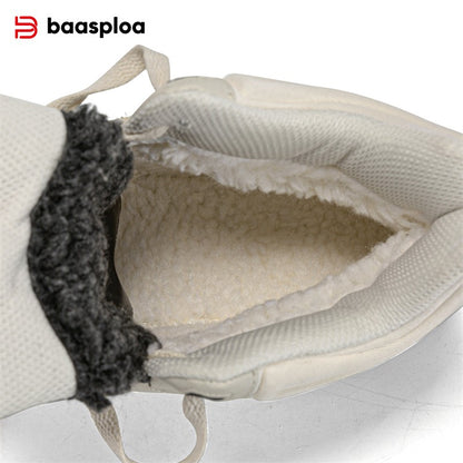 Baasploa Men Winter Sneakers Casual Skateboard Shoes for Men Comfort Plush Warm Cotton Shoes Non-Slip Outdoor Male Sneakers