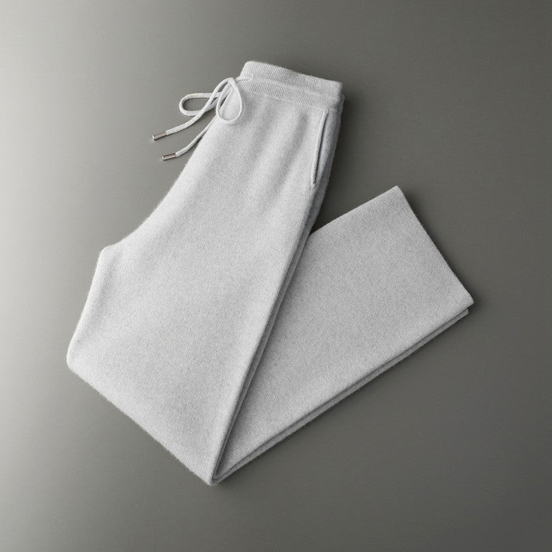 ADDONEE Men's 100% Wool Hoodie Cardigan Straights Leg Pants Set Autumn Winter Thick Cashmere Knitwear Sweater Trousers Suit