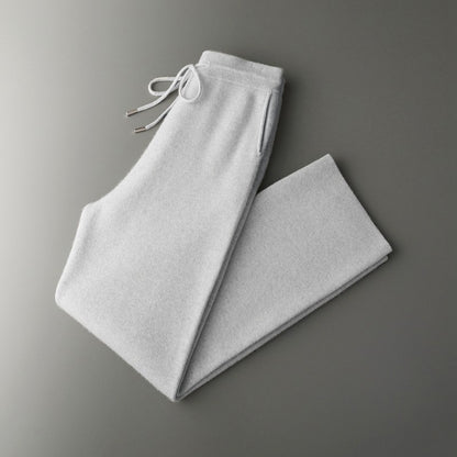 ADDONEE Men's 100% Wool Hoodie Cardigan Straights Leg Pants Set Autumn Winter Thick Cashmere Knitwear Sweater Trousers Suit