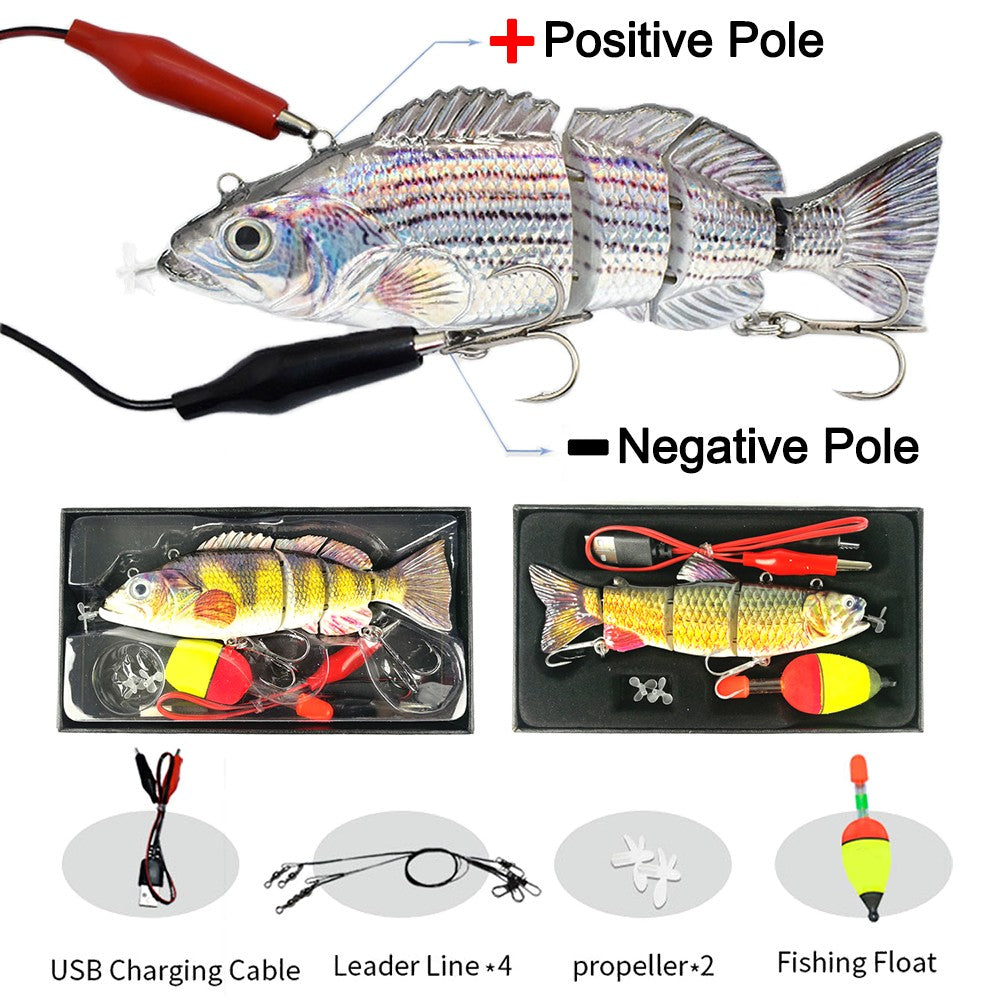 Iscas Robóticas de Natação 130mm 4 Segmentos Swimbait 35/54g Pesca Auto Elétrica Wobblers Recarregável USB Luz LED Para Baixo e Lúcio