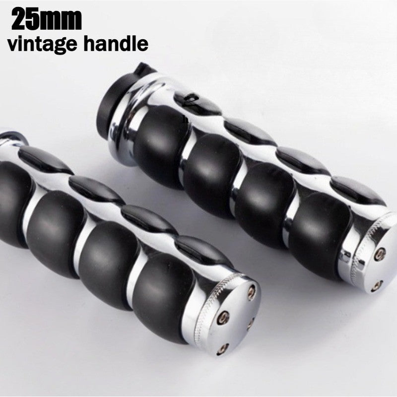 Manoplas Retro para Guidão de Motocicleta 25 MM de Alumínio e Borracha para Harley Touring Softail Fat Boy Sportster XL 883 1200 Dyna
