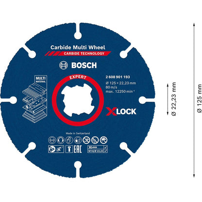 BOSCH 2608901193 Expert Carbide Multi Wheel Disco de Corte X-LOCK Lâmina de corte durável de metal duro Acessórios para ferramentas elétricas