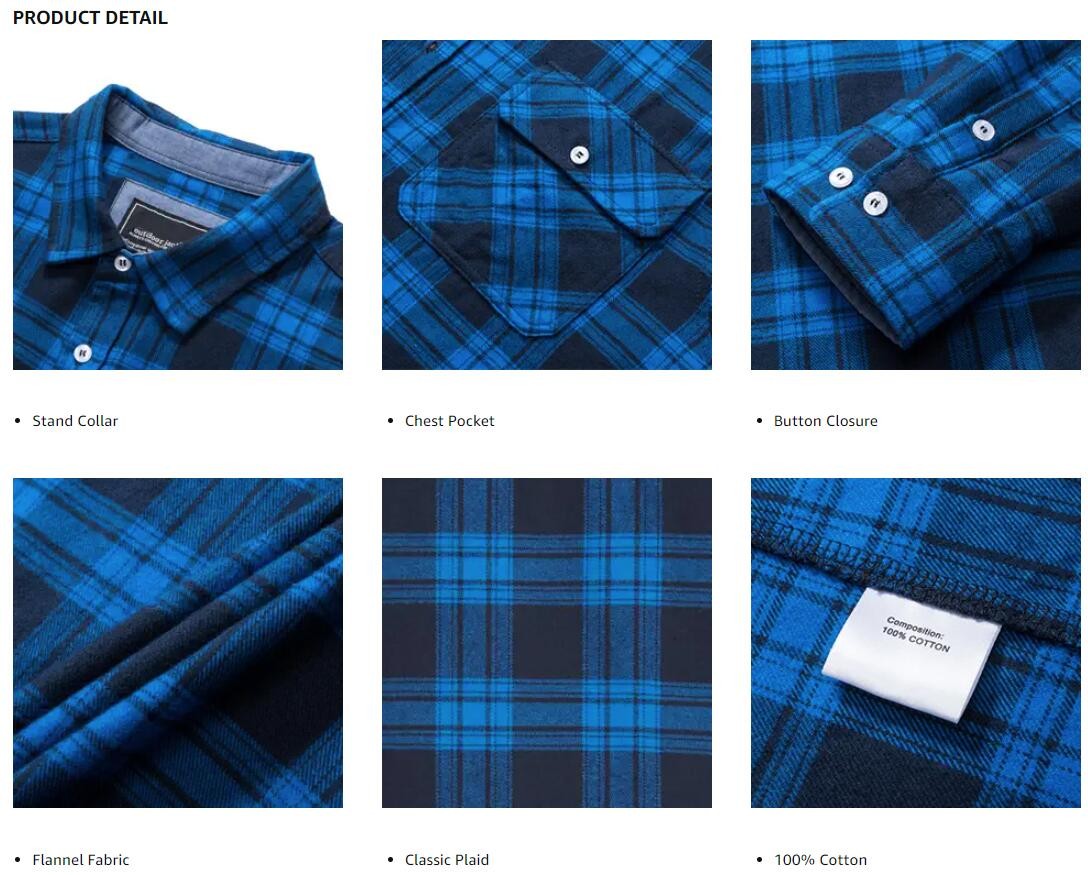 TACVASEN Oversize Lightweight Shirt Jacket Button Down Cotton Plaid Shirts Mens Long Sleeve Streetwear Flannel Shirts W/ Pockets