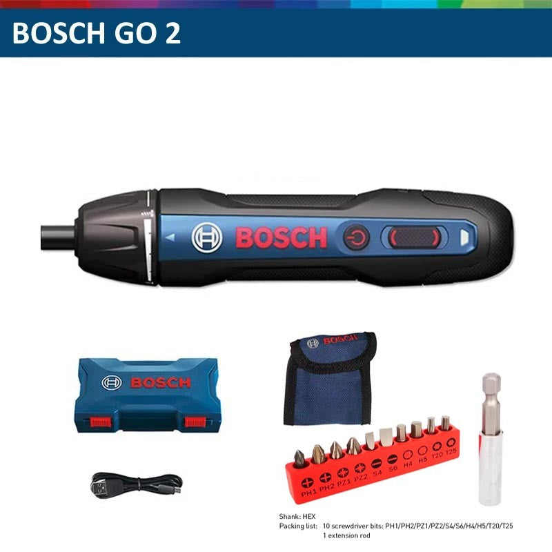 Bosch Parafusadeira Elétrica GO2 GO3 USB Recarregável Multifuncional Furadeira Manual Sem Fio Ferramentas Elétricas Manutenção Doméstica Reparo