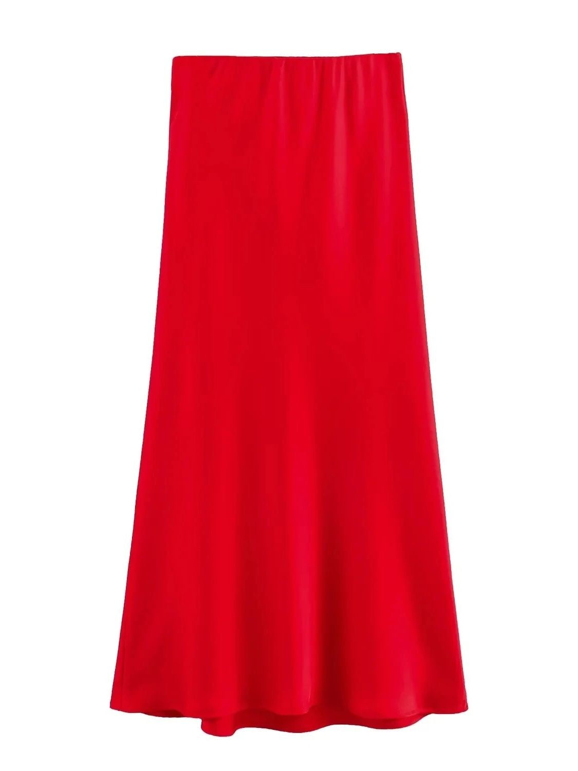 XNWMNZ Women's Fashion 2023 Flowing Satin Midi Skirt Women Vintage Elastic High