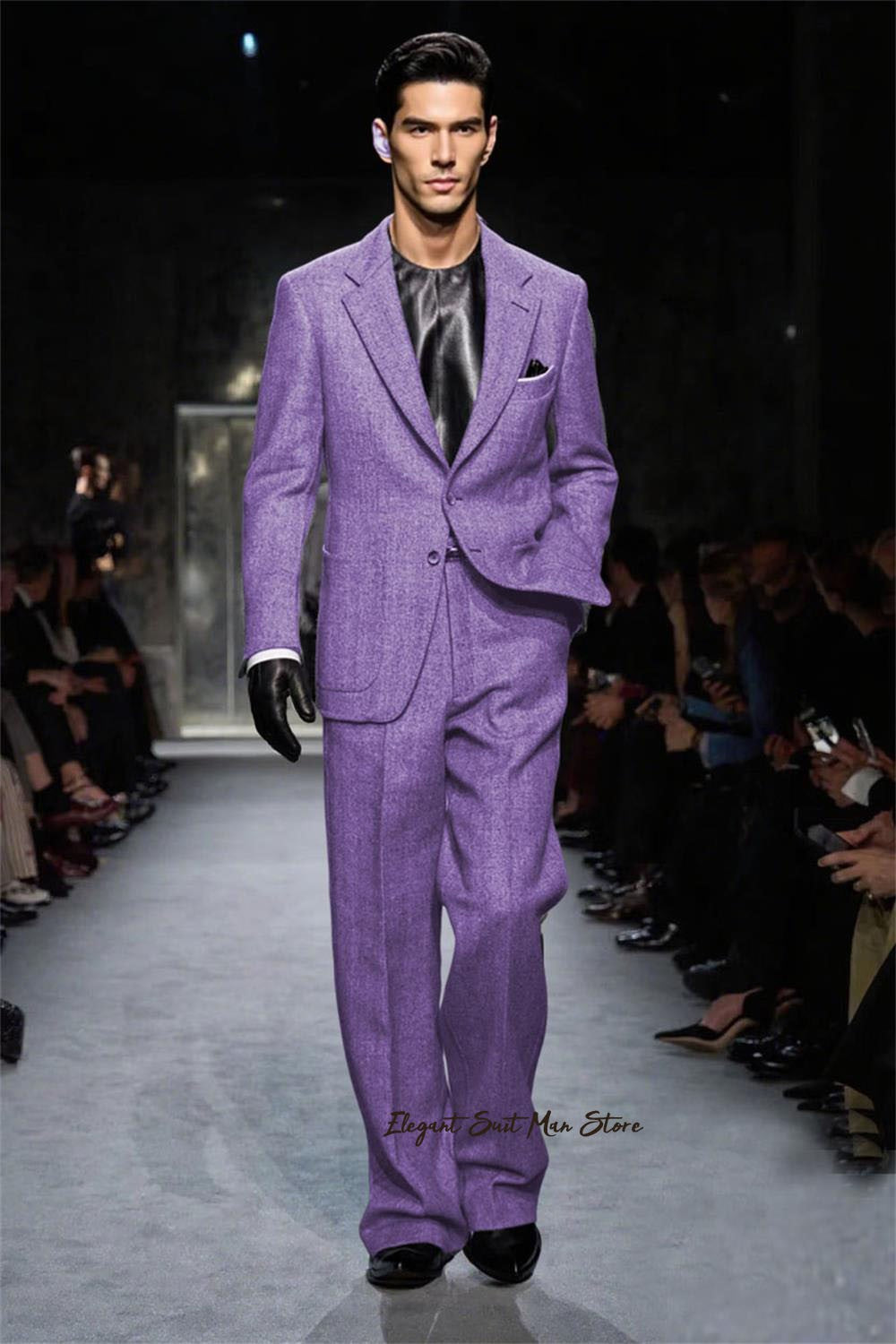 2025 Latest men's Fall Winter suit 2 piece set(Jacket+Pants) Black grey men thick business suit set Wool blend fashion Man suit