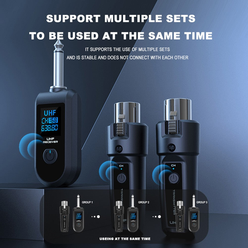 Conversor de Microfone Sem Fio XLR Recarregável Transmissor e Receptor Microfones para Mesa de Áudio Microfone Dinâmico Guitarra Elétrica