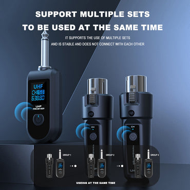 Wireless Microphone Converter Rechargeable XLR Transmitter and Receiver Microphones for Audio Mixer Dynamic Mic Electric Guitar