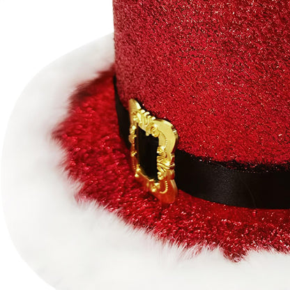 Comfortable Festive Cosplay Caps New Year Christmas Top Hat Red Green Top Hat With White Brim For Men Women Performance Cosplay