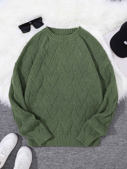 New\Japanese Style Round Neck Couple Sweater Plain Weave Style Casual Versatile Trendyy Men's Long-Sleeved Sweater Top