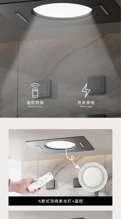 AITANA sistema de chuveiro de luxo em latão cinza arma, embutido no teto, com temperatura constante e display digital LED, torneira de banheiro com água quente e fria