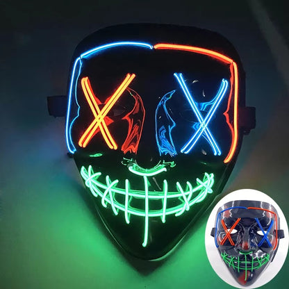 Wireless LED Purge Mask Halloween Horror Party Carnival Cosplay Costume Props Halloween Purge Masks 10 Colors LED Mask Men Women