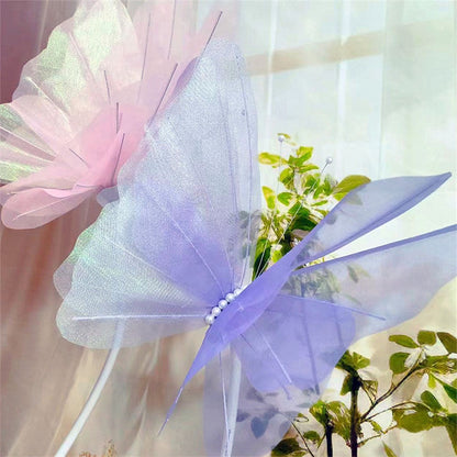 50cm Big Simulation Butterfly 3D Outdoor Shopping Mall Wedding Festival Decoration Hollow Large Hanging Gauze Fake Butterfly