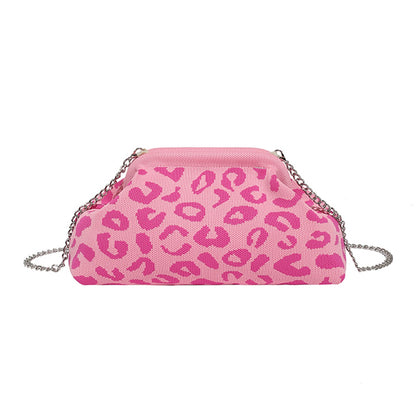 Dopamine Leopard Print Clutch Bag with Detachable Strap Leopard Print Shoulder Bag Leopard Crossbody Bag for Modern Ladies