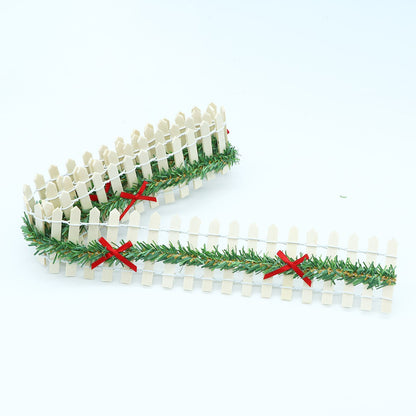MicoLandscape Christmas Elf Fairy Garden Miniature Wooden Fence Handmade LED Light String Vine Landscape Greenery Evergreen Prop