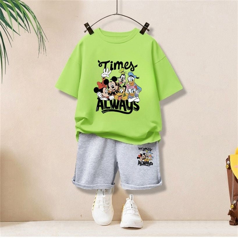 Autumn Baby Girl Boy Clothes Set Children Disney Family Printing Sweatshirt Top and Pants Bottom 2Pcs Suit Kid Cotton Tracksuit