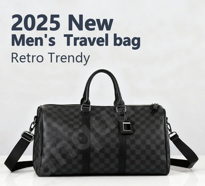 Men's Fashion Plaid Multifunctional Wear Resistant Waterproof Large Capacity Travel Business Luggage Bag Handbag Shoulder Bag