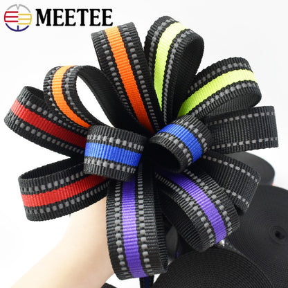 15/20/25mm Reflective Ribbon Tape 5/10M Nylon Webbing Bag Shoulder Strap To The Meter Dog Collar Polyester Binding Belt Supplies