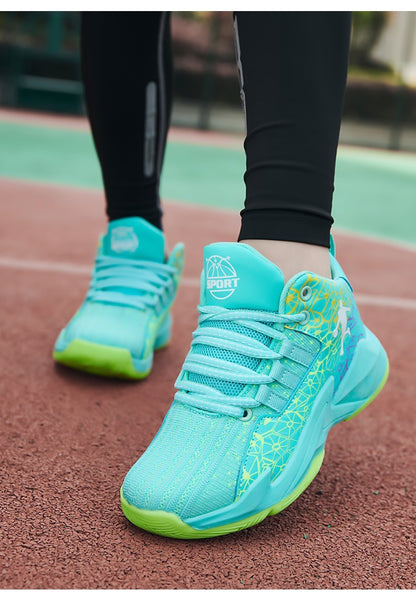 Children‘s Basketball Shoes Non-slip Breathable Basketball Training Sneakers Lace-up Boys Girls Basketball Boots Athletic Shoes