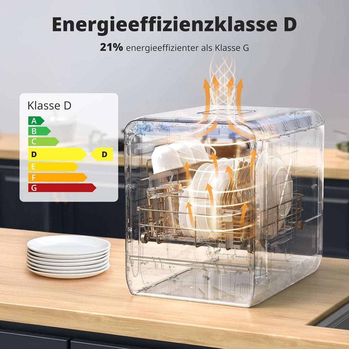 Smart Countertop Dishwasher, Touch Screen Compact Dishwasher, Quick Wash Portable Electric Dishwasher for Home Kitchen