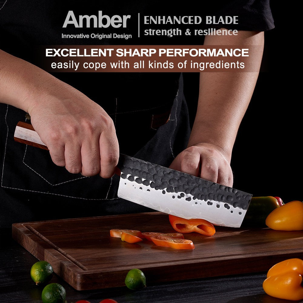 Amber 1-5pcs Kitchen Knives Set 3 Layers AUS-10 Steel Chef Knife Professional Japanese Knife Cooking African Mkuruti Handle