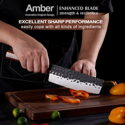Amber 1-5pcs Kitchen Knives Set 3 Layers AUS-10 Steel Chef Knife Professional Japanese Knife Cooking African Mkuruti Handle