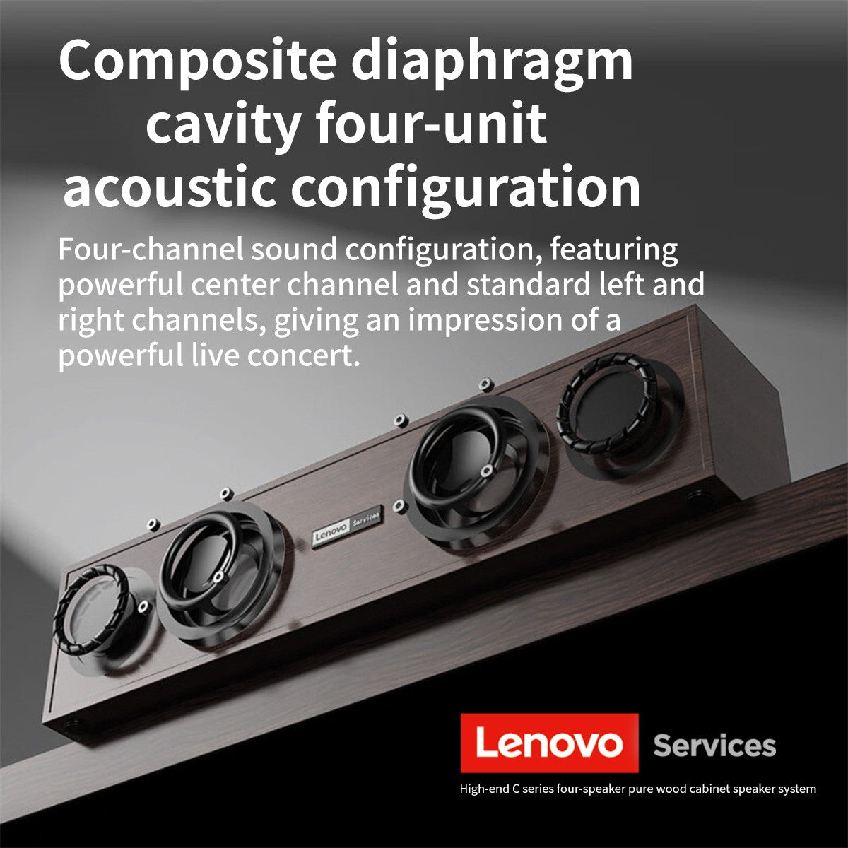 Caixa de som Lenovo C02 multimídia Bluetooth com fio/Bluetooth dual-mode retrô universal para TV, computador e celular com subwoofer