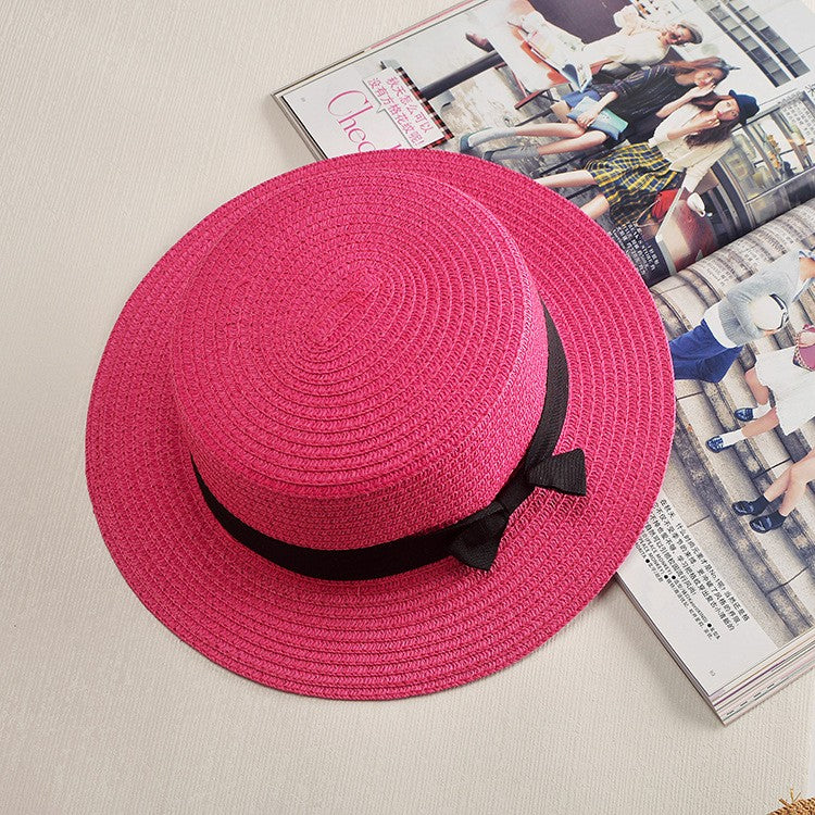 Chapéu Panamá COKK, Simples, de Verão, Praia, Feminino, Casual, Aba Reta, Chapéu de Palha com Laço para Meninas, Chapéu de Sol, Chapéu Feminino