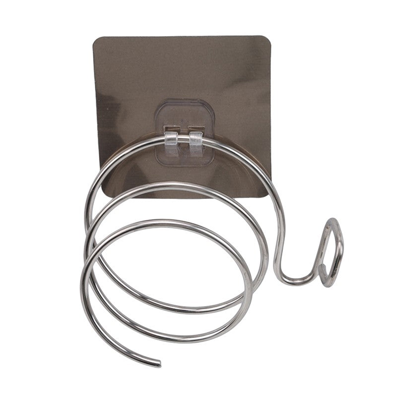 Suporte de Secador de Cabelo Organizador Soprador Adesivo Montado na Parede Sem Pregos Sem Furos Aço Inoxidável Espiral Suporte Armazenamento Para Banheiro