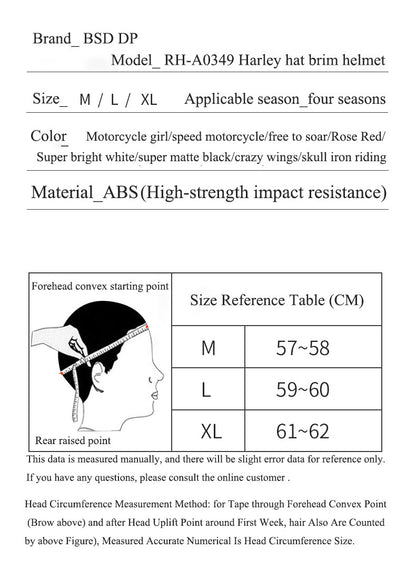 V Half-helmet for Harley Motorcycle Cocked Helmet Retro Helmet Lightweight Four Seasons Unisex Helmet Motorcycle Accessories
