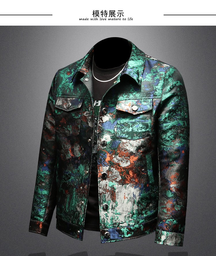 2025 Spring Vintage Jacquard Jacket Men Luxury Casual Business Social Jacket Social Streetwear Bomber Jacket Men Clothing M-4XL