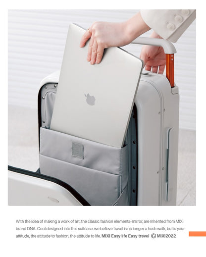 Mixi New Design Wide Handle Suitcase Men Carry-On Luggage Women Travel Trolley Case 20 Inch Cabin PC Aluminum Frame M9275