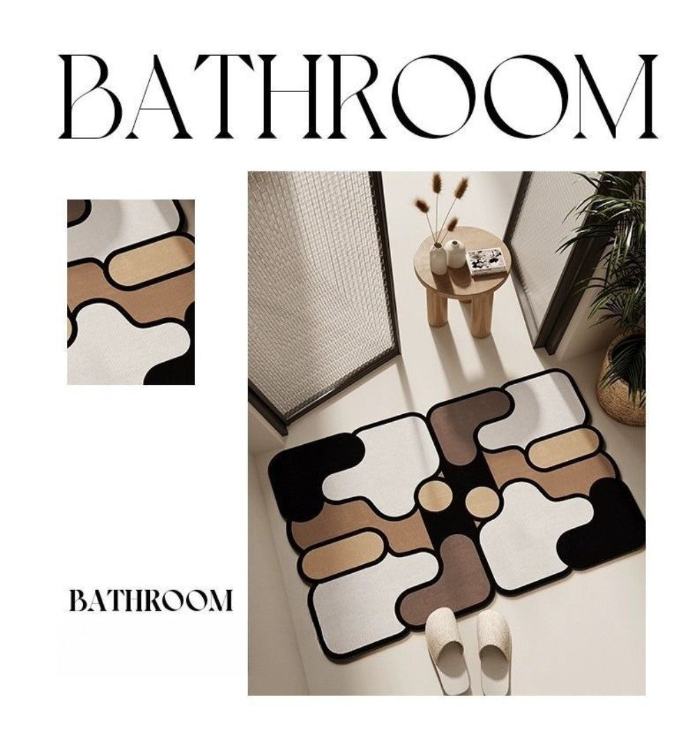 Diatomaceous Earth Bath Mat Fast Drying Absorbent Non Slip Floor Mat for Bathroom Toilet Easy Clean Home Decor Puzzle Design