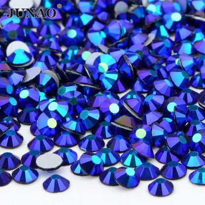 JUNAO Wholesale SS6 SS10 SS12 SS16 SS20 SS30 Flatback Glass Rhinestones Clear Cr