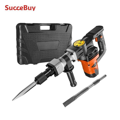 SucceBuy Martelo Demolidor Elétrico de 1400 W, Rompedor de Concreto Pesado de 2900 BPM, 2 Peças de Cinzéis e Ponteiras