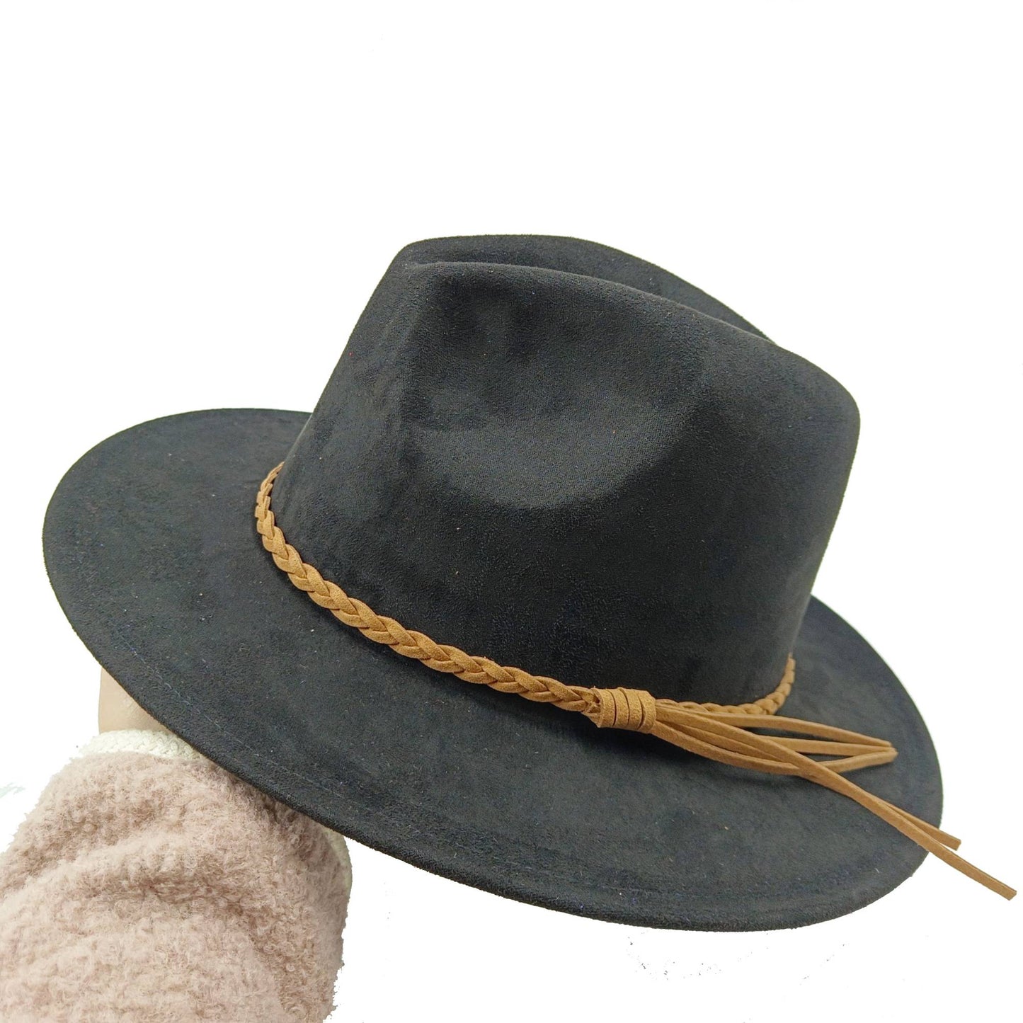 Chapéu Fedora Novo de Camurça 2023 Masculino e Feminino Outono Chapéu Panamá Jazz Estilo Britânico Elegante Retrô Fedora Chapéu de Aba Larga