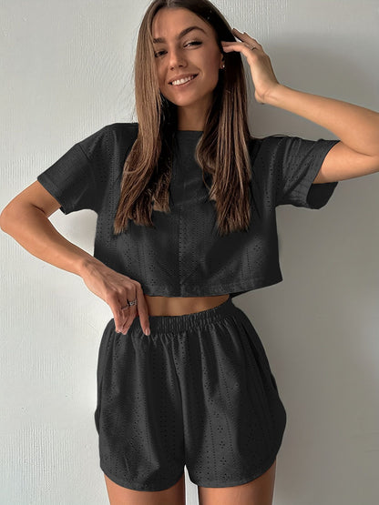 Solid Casual Pajamas For Women Two Pieces Sleepwear Women's Pajama Shorts Loungewear Sets Nightwear Female Home Suit Clothes