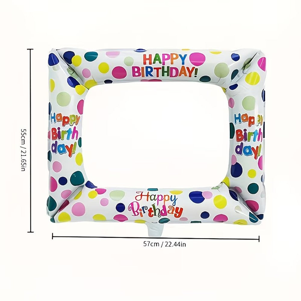 1pc 55.88 cm Photo Frame Foil Balloon with "Happy Birthday!" Written on It - Design - Perfect for Birthday Party Decorations And