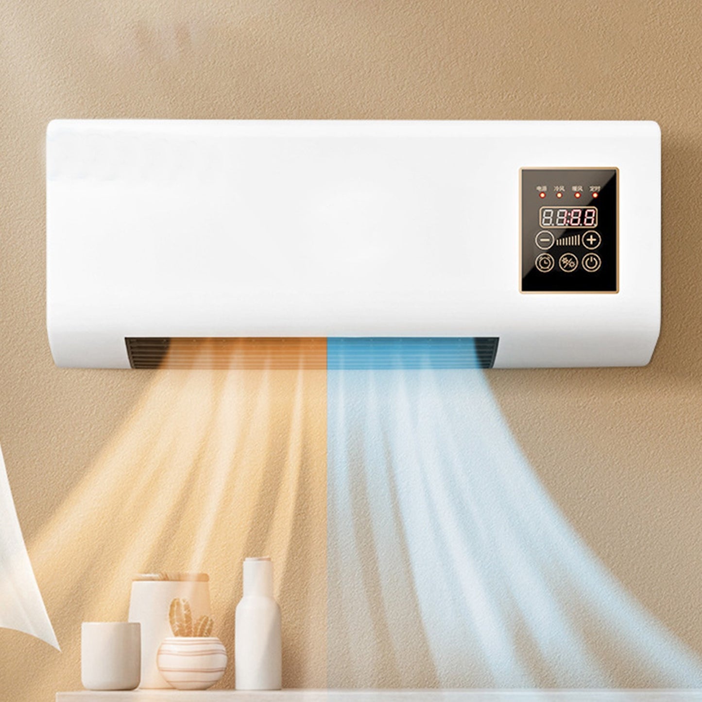 Mini Ar Condicionado de Parede, Ventilação Natural e Aquecimento, com Controle Remoto para Quarto e Sala de Estar