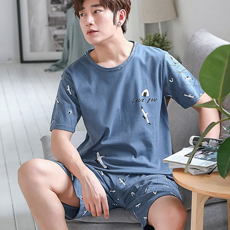 2 Piece Set Sleepwear Men Large Size Youth Pajamas Striped Bear Home Wear Man Nightwear Loungewear Comforts Breathable Casual