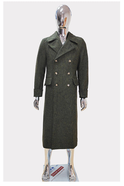 Nerazzurri Autumn Winter Long Luxury Elegant Chic Thick Warm Woolen Polo Coat for Men Double Breasted Wool & blends Overcoat